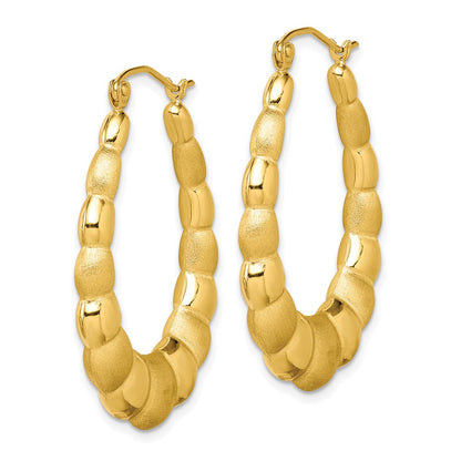 10K Yellow Gold Satin And Polished Hollow Fancy Earrings