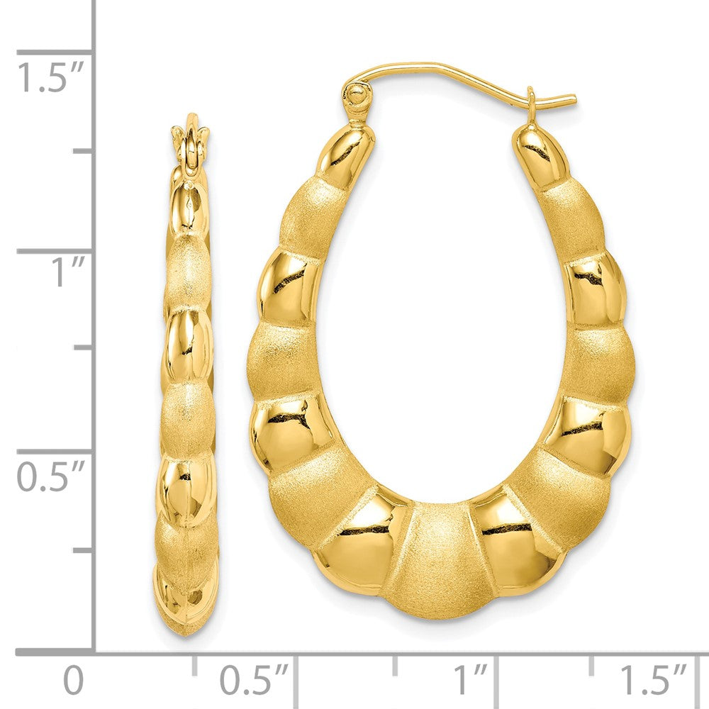 10K Yellow Gold Satin And Polished Hollow Fancy Earrings