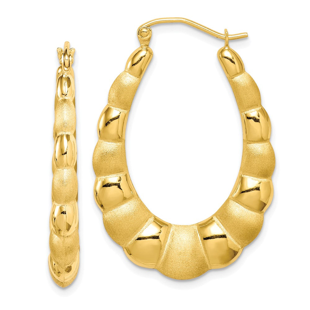 10K Yellow Gold Satin And Polished Hollow Fancy Earrings