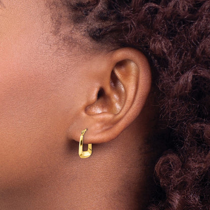 10K Yellow Gold Hollow Squared Hoop Earrings
