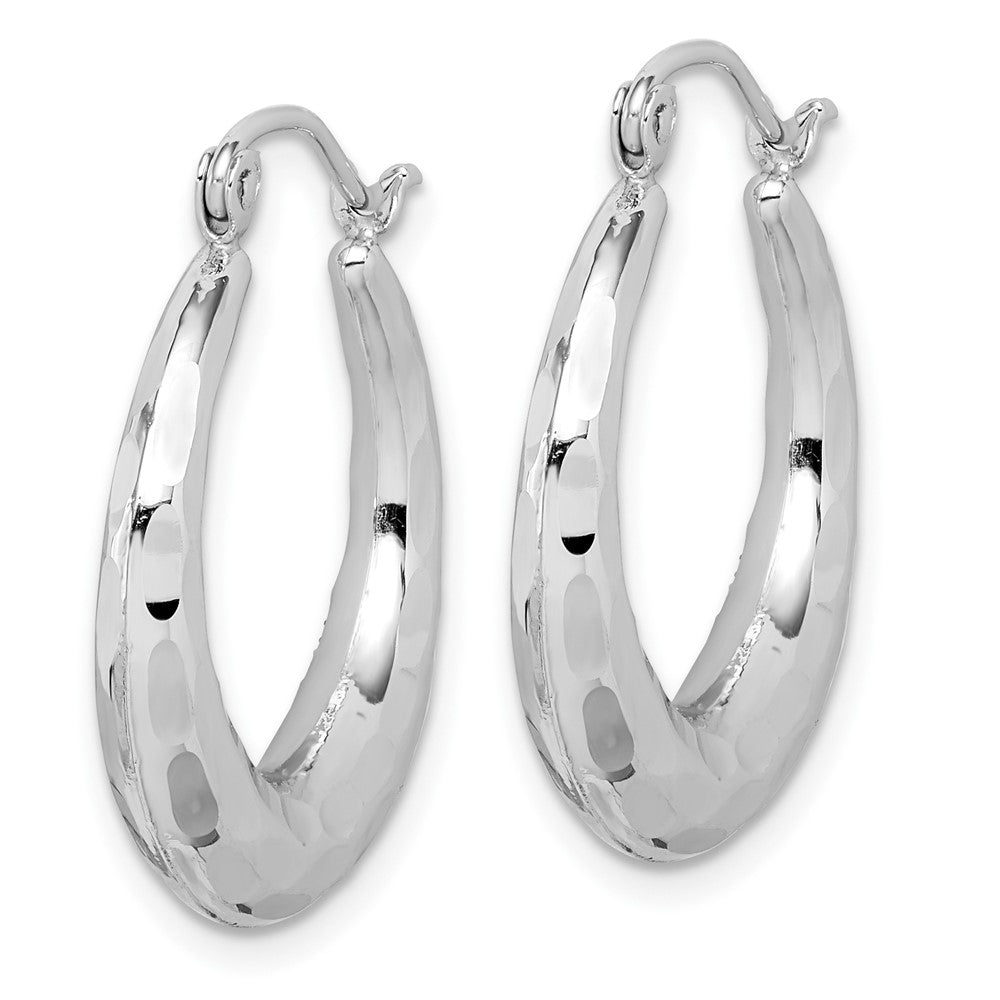 10K White Gold Polished & D/C Hoop Earrings