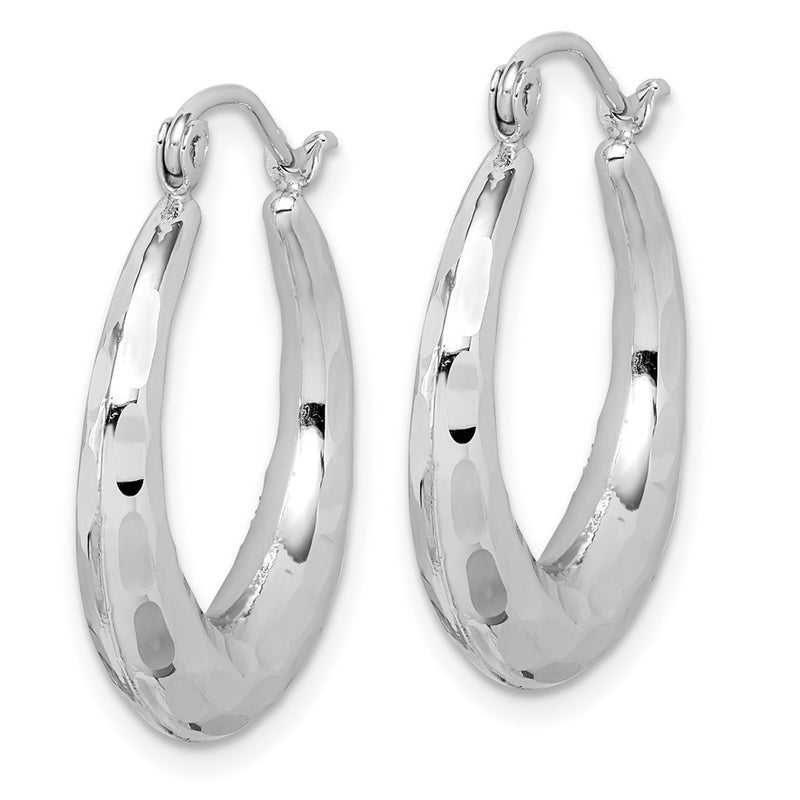 10K White Gold Polished & D/C Hoop Earrings