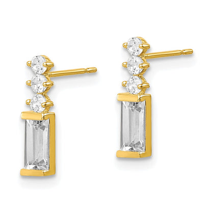 10K Yellow Gold Polished Cz Earrings