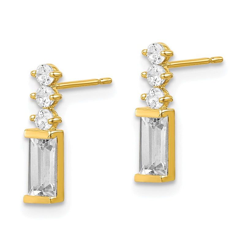 10K Yellow Gold Polished Cz Earrings