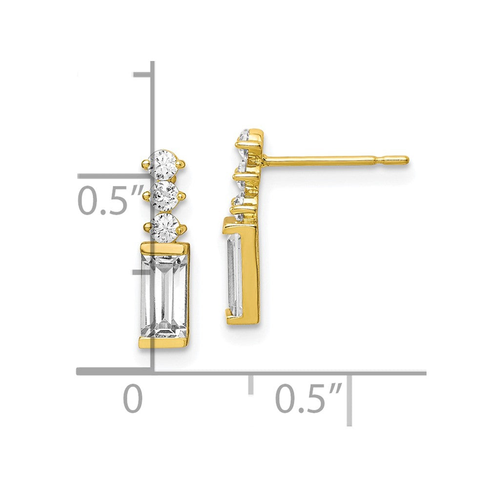 10K Yellow Gold Polished Cz Earrings
