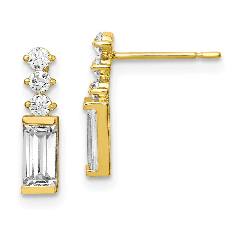 10K Yellow Gold Polished Cz Earrings