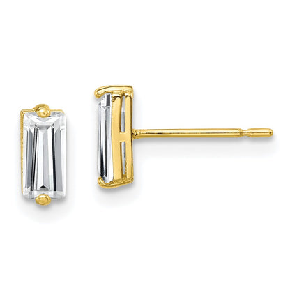 10K Yellow Gold Polished Cz Stud Earrings