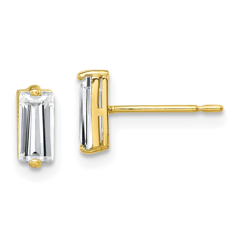 10K Yellow Gold Polished Cz Stud Earrings