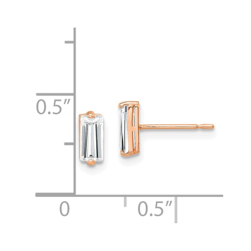 10K Rose Gold Polished Cz Stud Earrings