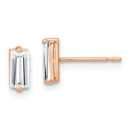 10K Rose Gold Polished Cz Stud Earrings