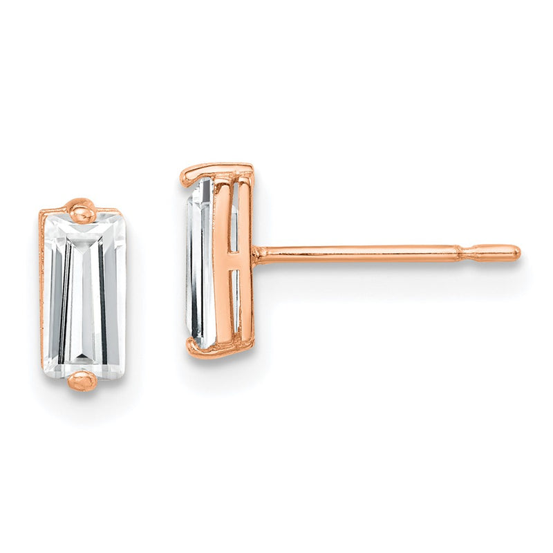 10K Rose Gold Polished Cz Stud Earrings