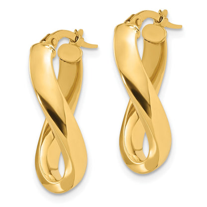 10K Yellow Gold 10K Polished Twisted Oval Hoop Earrings