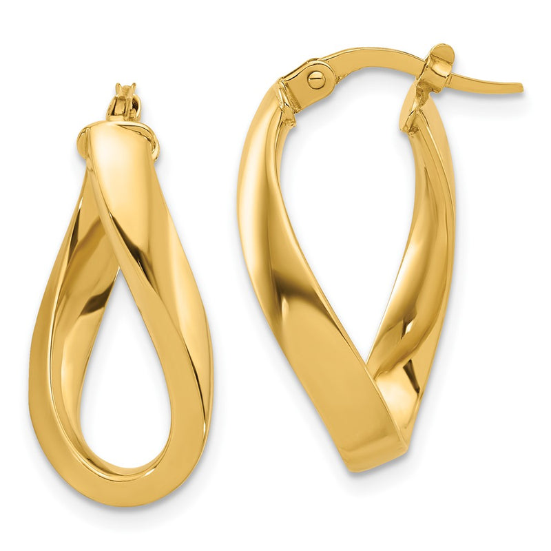 10K Yellow Gold 10K Polished Twisted Oval Hoop Earrings
