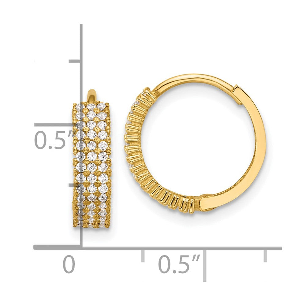 10K Yellow Gold 10K Polished 4mm Cz Hinged Hoop Earrings