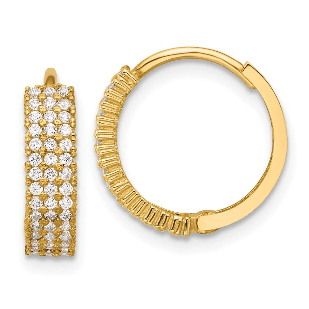 10K Yellow Gold 10K Polished 4mm Cz Hinged Hoop Earrings