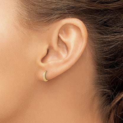 10K Yellow Gold 10K Polished 1.5mm Cz Hinged Hoop Earrings