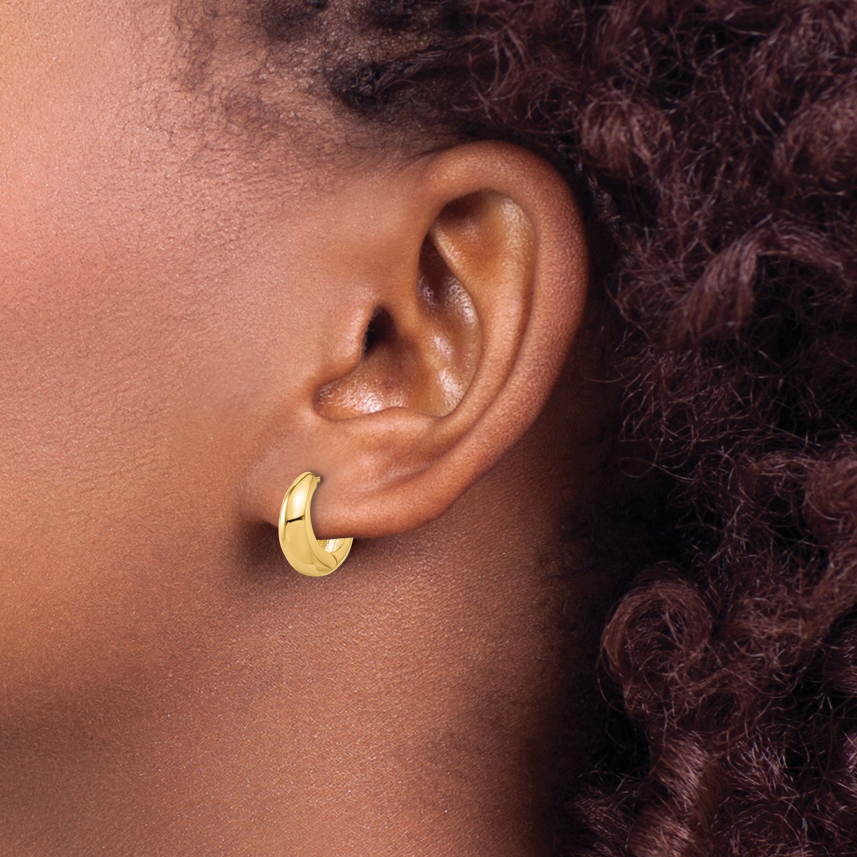 10K Yellow Gold 10K Polished Hinged Huggie Hoop Earrings