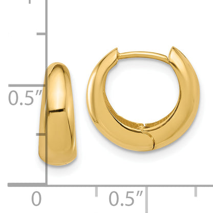 10K Yellow Gold 10K Polished Hinged Huggie Hoop Earrings