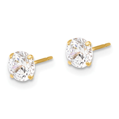 10K Yellow Gold 10K Polished 5mm Cz Stud Post Earrings