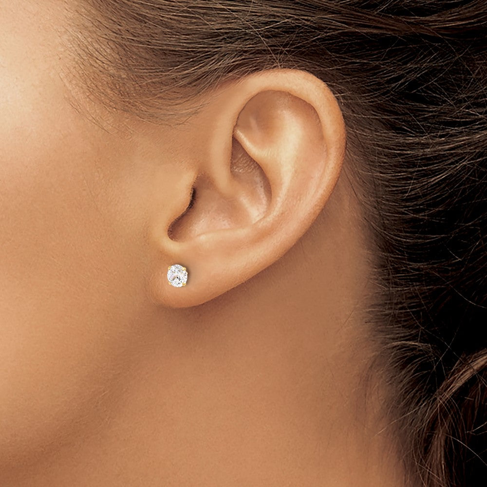 10K Yellow Gold 10K Polished 5mm Cz Stud Post Earrings