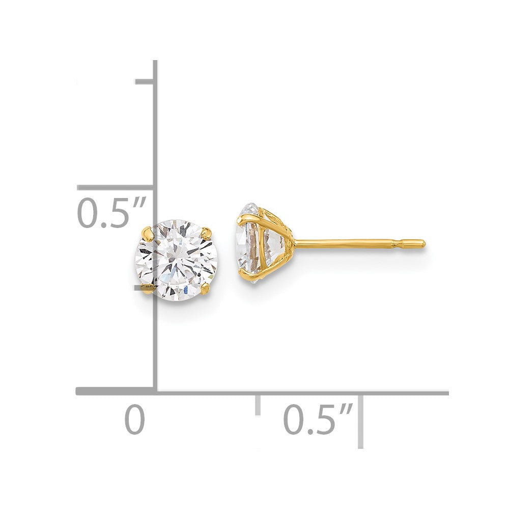 10K Yellow Gold 10K Polished 5mm Cz Stud Post Earrings
