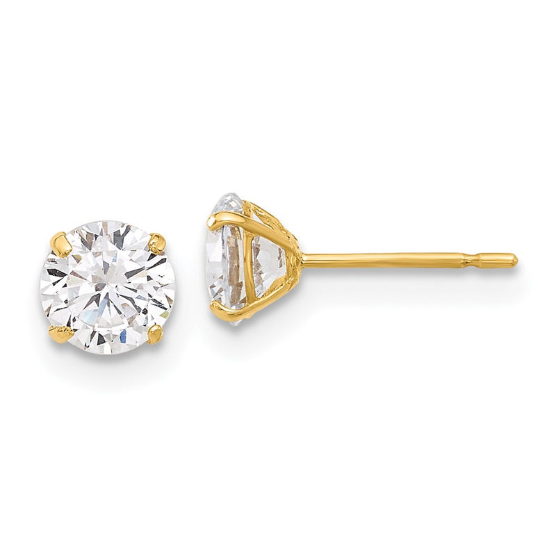10K Yellow Gold 10K Polished 5mm Cz Stud Post Earrings