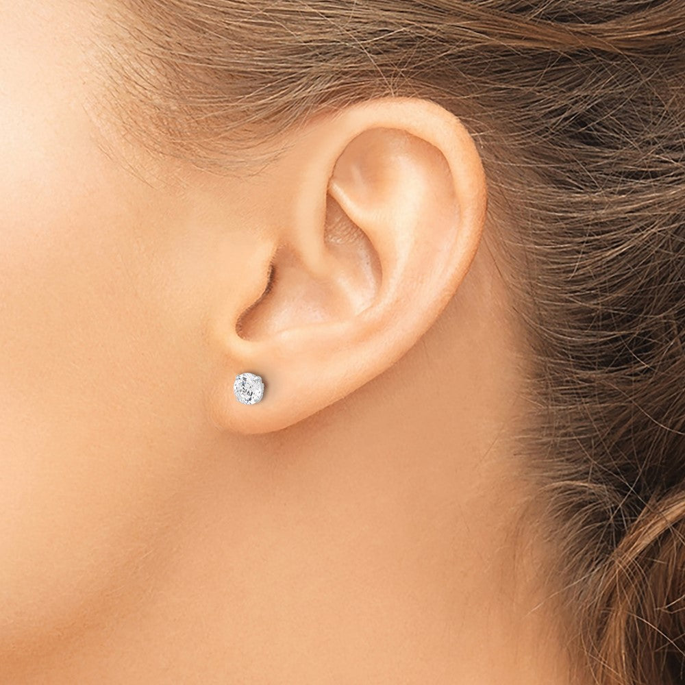 10K White Gold 10K Polished 5mm Cz Stud Post Earrings