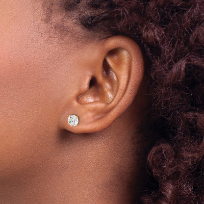 10K Yellow Gold 10K Polished 6mm Cz Stud Post Earrings