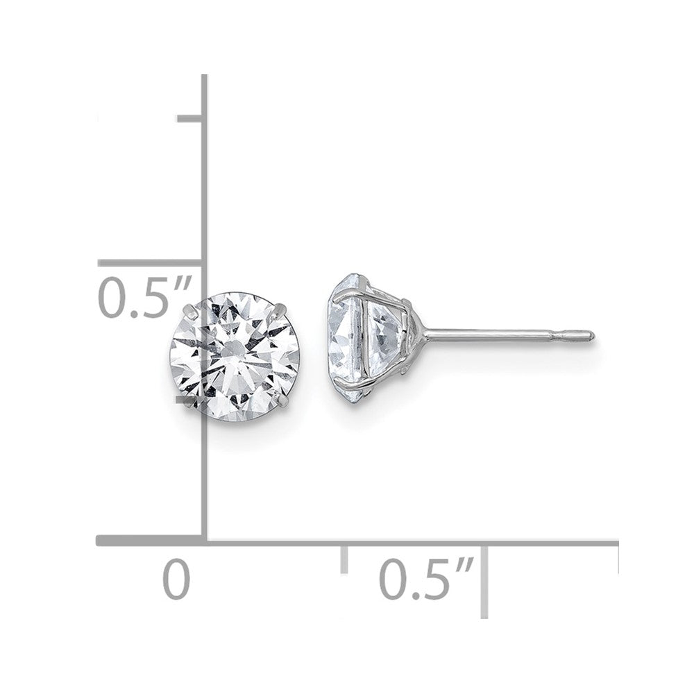 10K White Gold Polished 6.00mm Round Cz Stud Post Earrings