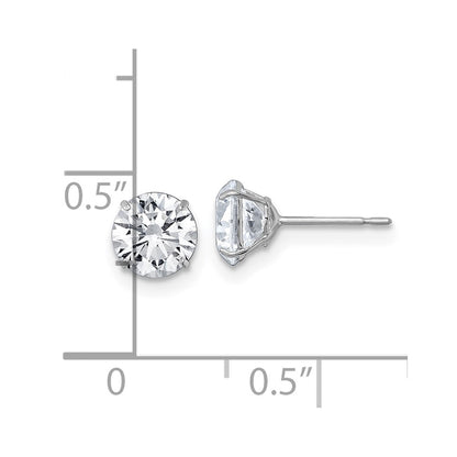 10K White Gold Polished 6.00mm Round Cz Stud Post Earrings
