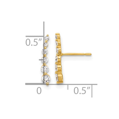 10K Yellow Gold 10K Polished Curved Bar Cz Post Earrings
