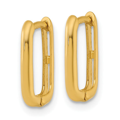 10K Yellow Gold Polished Rectangle 1.85mm Hinged Hoop Earrings