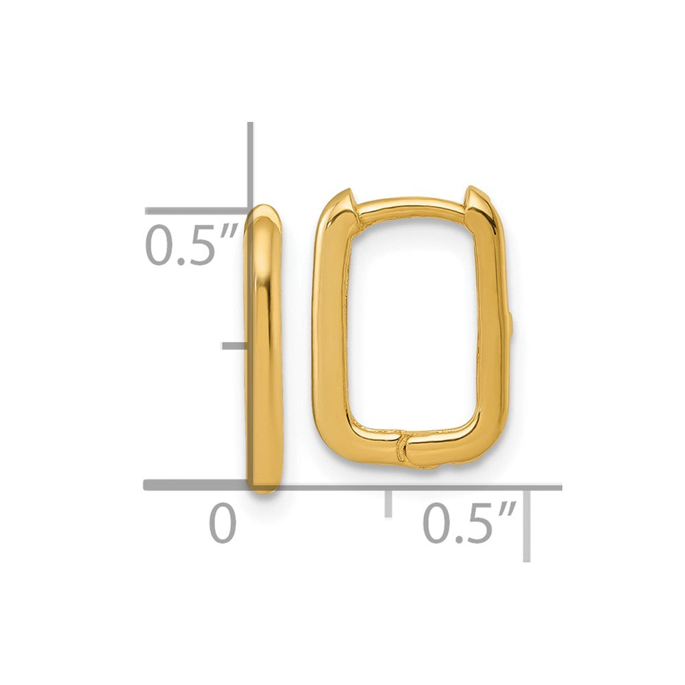 10K Yellow Gold Polished Rectangle 1.85mm Hinged Hoop Earrings