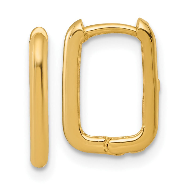 10K Yellow Gold Polished Rectangle 1.85mm Hinged Hoop Earrings