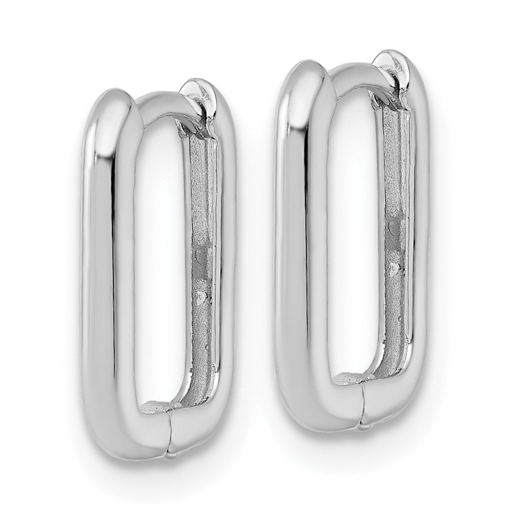 10K White Gold Polished Rectangle 1.85mm Hinged Hoop Earrings