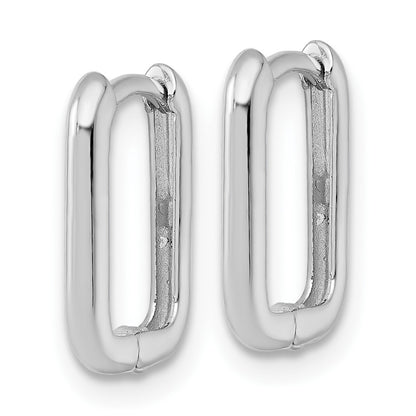 10K White Gold Polished Rectangle 1.85mm Hinged Hoop Earrings