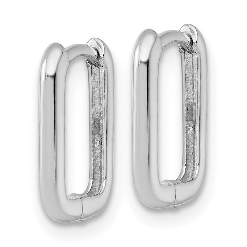 10K White Gold Polished Rectangle 1.85mm Hinged Hoop Earrings