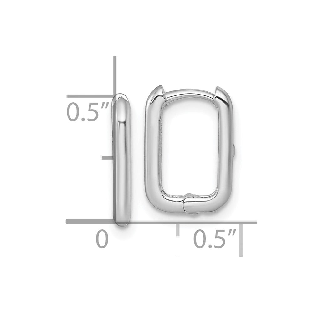 10K White Gold Polished Rectangle 1.85mm Hinged Hoop Earrings