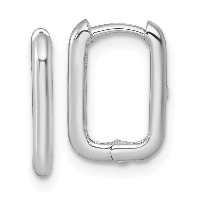 10K White Gold Polished Rectangle 1.85mm Hinged Hoop Earrings