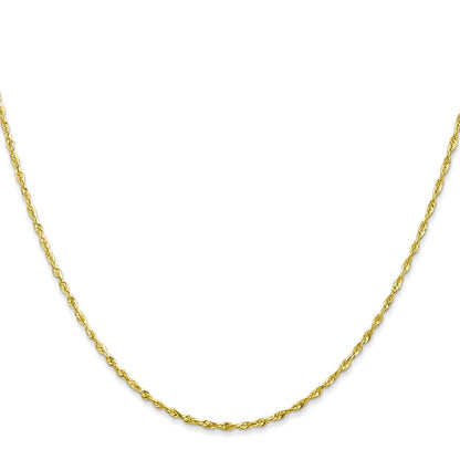 10K Yellow Gold 1.5mm Extra-Light D/C Rope Chain Necklace