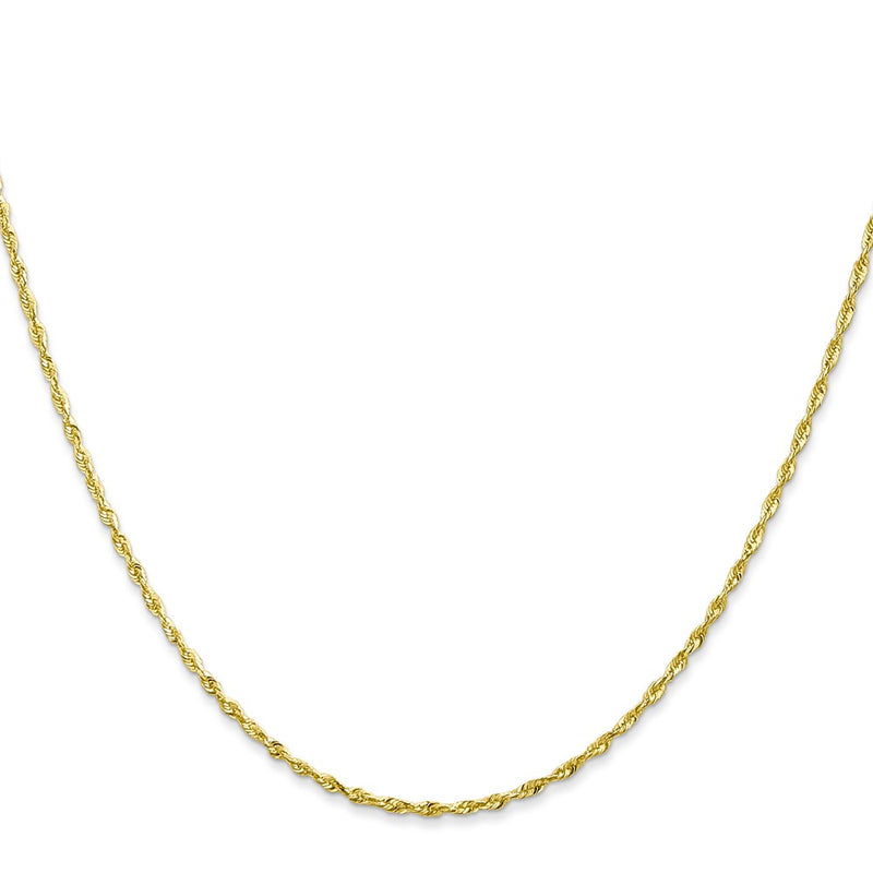 10K Yellow Gold 1.5mm Extra-Light D/C Rope Chain Necklace