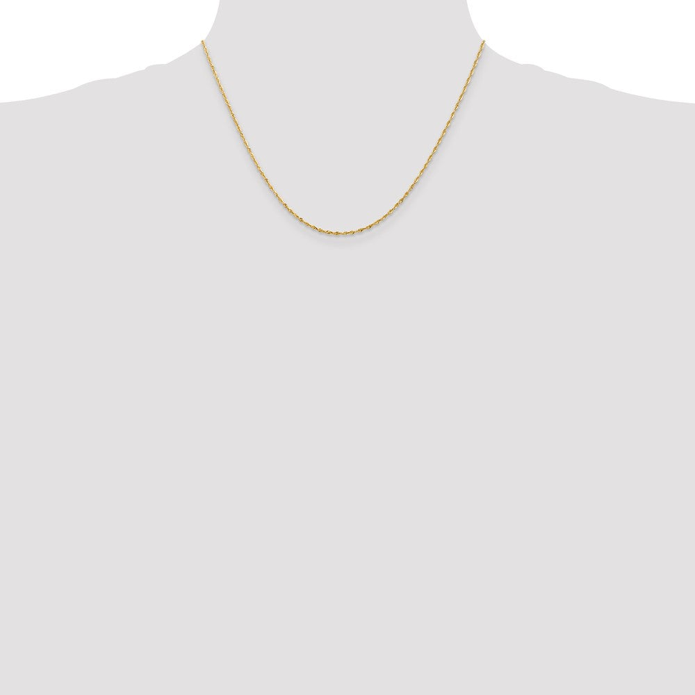 10K Yellow Gold 1.5mm Extra-Light D/C Rope Chain Necklace