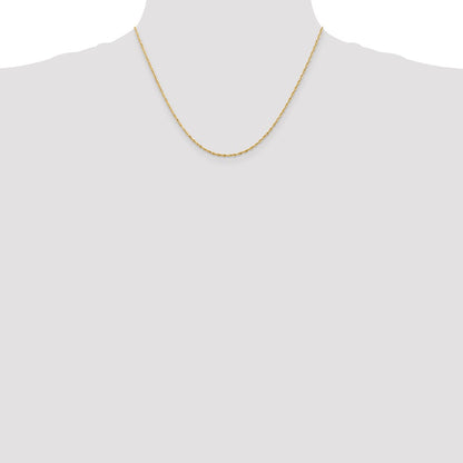 10K Yellow Gold 1.5mm Extra-Light D/C Rope Chain Necklace