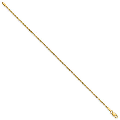 10K Yellow Gold 1.5mm Extra-Light D/C Rope Chain Anklet