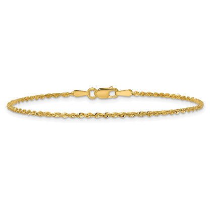 10K Yellow Gold 1.5mm Extra-Light D/C Rope Chain Anklet