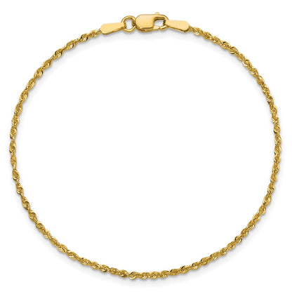 10K Yellow Gold 1.5mm Extra-Light D/C Rope Chain Anklet