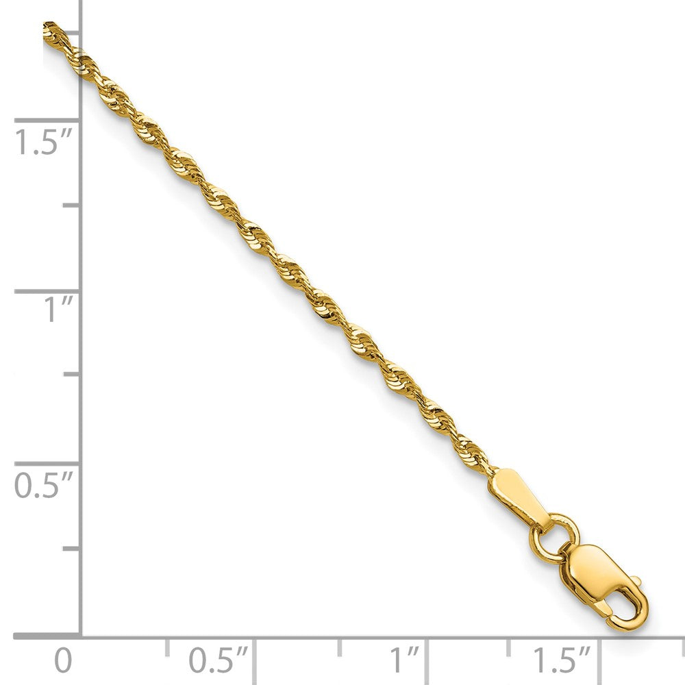 10K Yellow Gold 1.5mm Extra-Light D/C Rope Chain Anklet