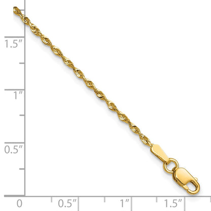 10K Yellow Gold 1.5mm Extra-Light D/C Rope Chain Anklet