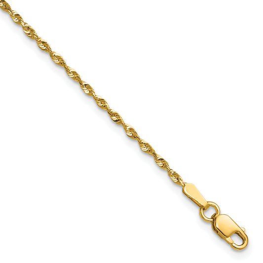 10K Yellow Gold 1.5mm Extra-Light D/C Rope Chain Anklet