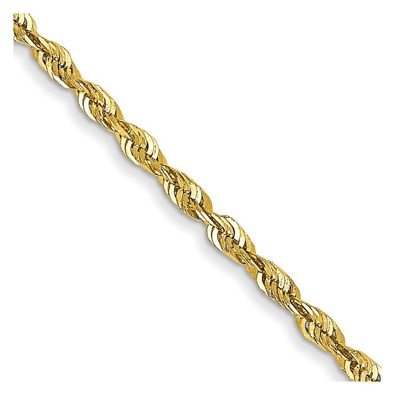 10K Yellow Gold 1.5mm Extra-Light D/C Rope Chain Necklace